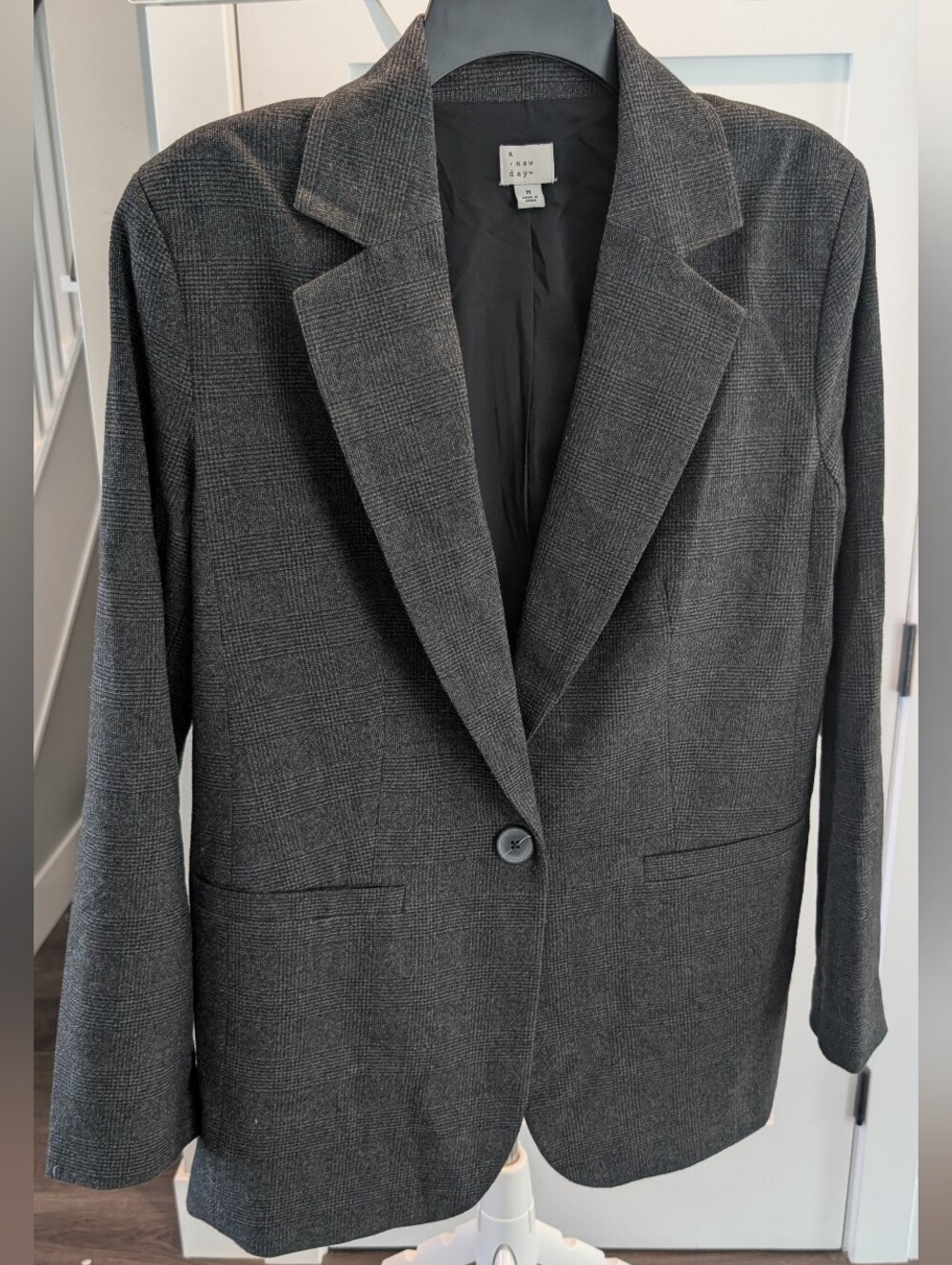 a new day Dark Gray Glen Plaid Single-Button Blazer